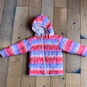 North Face reversible toddler fleece/puffer mossbud hooded jacket